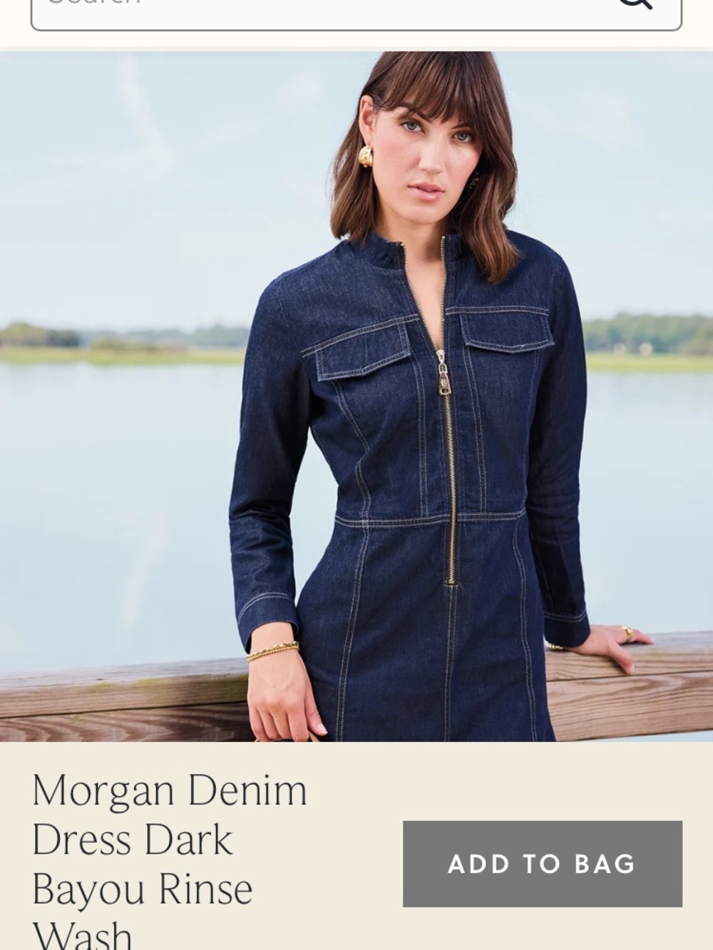 Spartina 449 Morgan Denim Zip-Front Mini Dress Dark Bayou Rinse Wash Small EUC